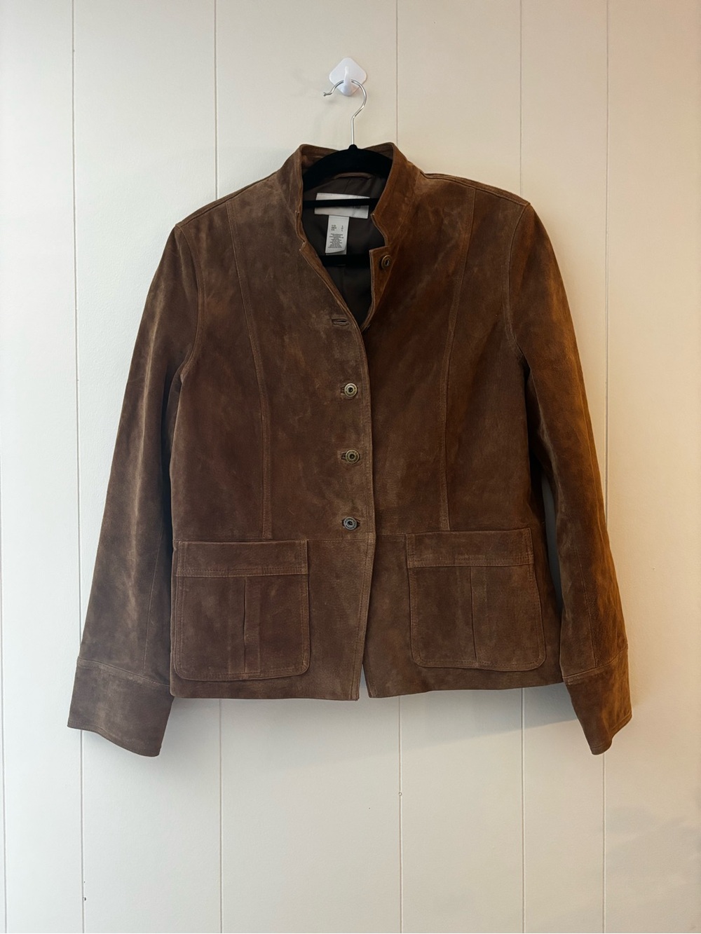 Women's Brown Suede Button-Front Jacket